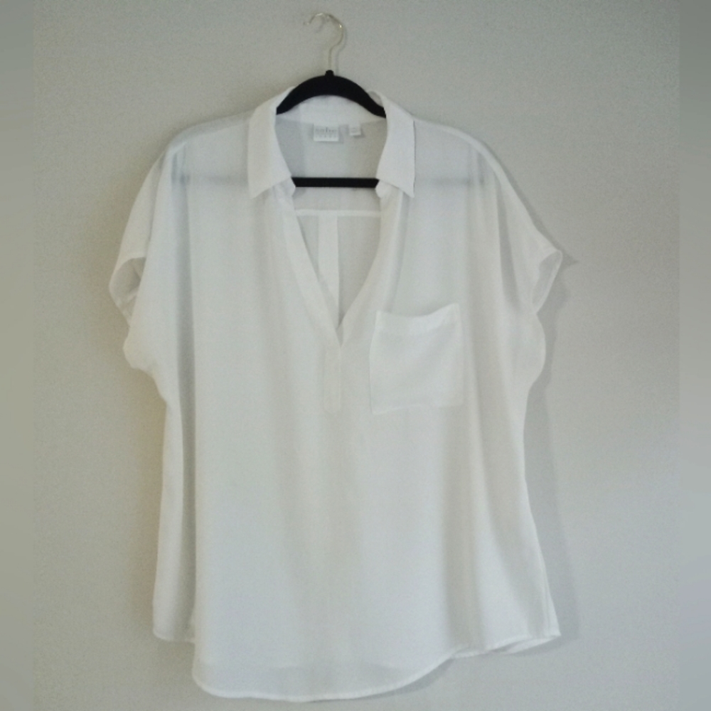 NY&CO COLLARED V-NECK BLOUSE SIZE XL
